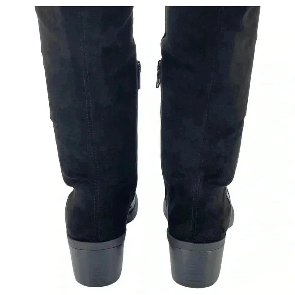 Report Zaria Black Faux Leather & Suede OTK Womens Boots Size 5M